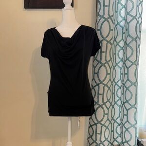 White House Black Market Draped Black Blouse